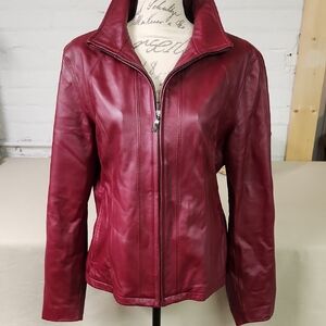 Worthington Burgundy/ Deep Red Leather Jacket Y2K Lined Soft Leather Size Large